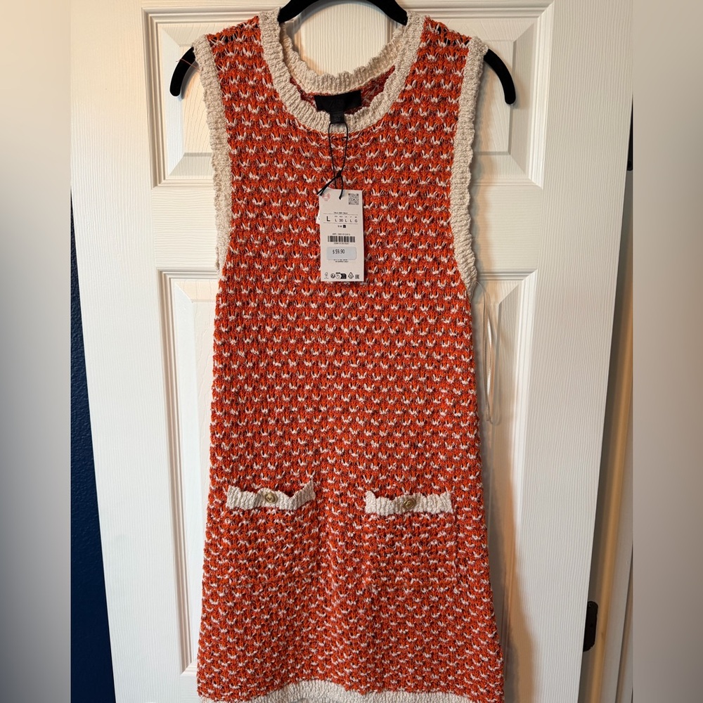 Zara Orange Crochet Dress NWT